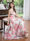 ERUKEI/S35201/エルケイ/ドレス/ロングドレス/ワンピース/フラワー/プリント/ベア/Aライン