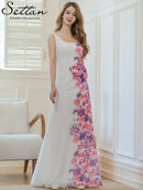 ERUKEI/S36114/エルケイ/ドレス/ロングドレス/ワンピース/プリント/花柄/リボン/ハイウエスト/ノースリーブ/Aライン