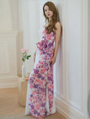 ERUKEI/S36114/エルケイ/ドレス/ロングドレス/ワンピース/プリント/花柄/リボン/ハイウエスト/ノースリーブ/Aライン