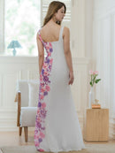 ERUKEI/S36114/エルケイ/ドレス/ロングドレス/ワンピース/プリント/花柄/リボン/ハイウエスト/ノースリーブ/Aライン