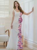 ERUKEI/S36114/エルケイ/ドレス/ロングドレス/ワンピース/プリント/花柄/リボン/ハイウエスト/ノースリーブ/Aライン