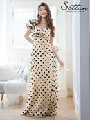 ERUKEI/S36201/エルケイ/ドレス/ロングドレス/ワンピース/ワンショルダー/ドット/フリル/カットアウト/スピンドル/シンプル/フリル/Aライン