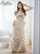 ERUKEI/S36201/エルケイ/ドレス/ロングドレス/ワンピース/ワンショルダー/ドット/フリル/カットアウト/スピンドル/シンプル/フリル/Aライン