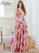 ERUKEI/S36502/エルケイ/ロングドレス/ワンピース/フラワープリント/Vネック/ノースリーブ/Aライン