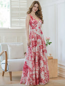 ERUKEI/S36502/エルケイ/ロングドレス/ワンピース/フラワープリント/Vネック/ノースリーブ/Aライン