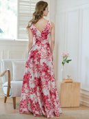 ERUKEI/S36502/エルケイ/ロングドレス/ワンピース/フラワープリント/Vネック/ノースリーブ/Aライン