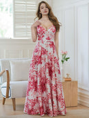 ERUKEI/S36502/エルケイ/ロングドレス/ワンピース/フラワープリント/Vネック/ノースリーブ/Aライン