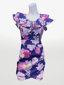 P-207/タイトワンピース/花柄/袖フリル/キャバドレス/ミニ/ガールズバー/ラウンジ/新人キャバ嬢