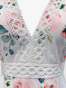 ERUKEI/S22070/ワンピース/プリント/レース/発表会/ミニドレス/花柄/バラ/薔薇