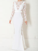 Andy/AN-OK2825/ワンピース/ロングドレス/キャバドレス/切り替え/袖あり/長袖/マーメイド/シアー