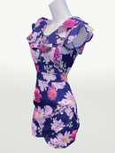 P-207/タイトワンピース/花柄/袖フリル/キャバドレス/ミニ/ガールズバー/ラウンジ/新人キャバ嬢