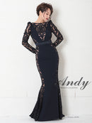 Andy/AN-OK2825/ワンピース/ロングドレス/キャバドレス/切り替え/袖あり/長袖/マーメイド/シアー