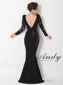 Andy/AN-OK2825/ワンピース/ロングドレス/キャバドレス/切り替え/袖あり/長袖/マーメイド/シアー
