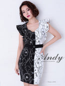 Andy/AN-OK1999/ワンピース/ミニドレス/タイトワンピース/花柄プリント/ツートンカラー