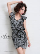 AN-OK2065/リボンベルト/刺繡ドレス/ワンピース/タイトドレス/ワンピース/ドレス/ミニドレス