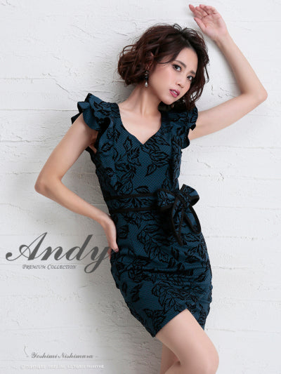 AN-OK2065/リボンベルト/刺繡ドレス/ワンピース/タイトドレス/ワンピース/ドレス/ミニドレス