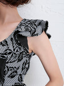 AN-OK2065/リボンベルト/刺繡ドレス/ワンピース/タイトドレス/ワンピース/ドレス/ミニドレス