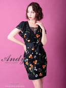 Andy/AN-OK2161/ワンピース/ミニドレス/タイトワンピース/リウエストリボン/刺繍柄