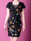 Andy/AN-OK2161/ワンピース/ミニドレス/タイトワンピース/リウエストリボン/刺繍柄