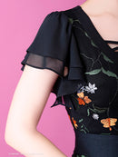 Andy/AN-OK2161/ワンピース/ミニドレス/タイトワンピース/リウエストリボン/刺繍柄