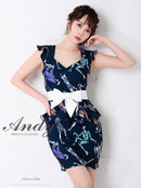 Andy/AN-OK2309/ワンピース/ミニドレス/フリル/プリント/リボンベルト/バックリボン