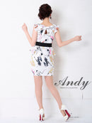 Andy/AN-OK2309/ワンピース/ミニドレス/フリル/プリント/リボンベルト/バックリボン
