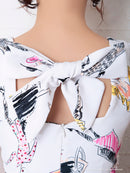 Andy/AN-OK2309/ワンピース/ミニドレス/フリル/プリント/リボンベルト/バックリボン