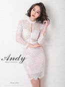 Andy/AN-OK2628/ワンピース/ミニドレス/総レース/タイトワンピース/ウエストリボン