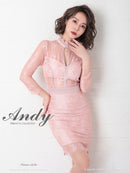 Andy/AN-OK2628/ワンピース/ミニドレス/総レース/タイトワンピース/ウエストリボン