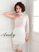 Andy/AN-OK2720/ワンピース/ミニドレス/レース/ワンショルダー/袖あり/左腕/アシンメトリー