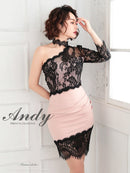 Andy/AN-OK2720/ワンピース/ミニドレス/レース/ワンショルダー/袖あり/左腕/アシンメトリー