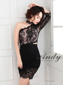 Andy/AN-OK2720/ワンピース/ミニドレス/レース/ワンショルダー/袖あり/左腕/アシンメトリー