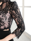 Andy/AN-OK2720/ワンピース/ミニドレス/レース/ワンショルダー/袖あり/左腕/アシンメトリー