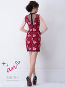 AOC-2814/Andy/ａｎ/キャバドレス/ナイトドレス/ワンピース/ドレス/ワンカラー/レース/刺繡ドレス/花柄