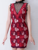 AOC-2814/Andy/ａｎ/キャバドレス/ナイトドレス/ワンピース/ドレス/ワンカラー/レース/刺繡ドレス/花柄