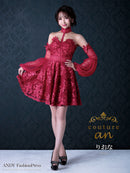 Andy/AOC-2843/couture an/ワンピース/ミニドレス/レース/フレア/チョーカー/アームカバー付き