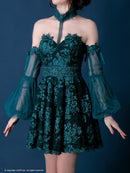 Andy/AOC-2843/couture an/ワンピース/ミニドレス/レース/フレア/チョーカー/アームカバー付き