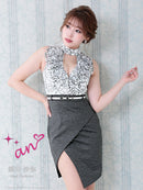 an/AOC-2880/ワンピース/キャバドレス/レース/ベルト付き/ホルターネック/切替ワンピース