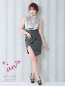 an/AOC-2880/ワンピース/キャバドレス/レース/ベルト付き/ホルターネック/切替ワンピース