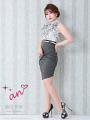 an/AOC-2880/ワンピース/キャバドレス/レース/ベルト付き/ホルターネック/切替ワンピース