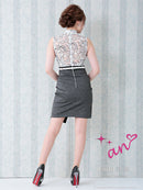 an/AOC-2880/ワンピース/キャバドレス/レース/ベルト付き/ホルターネック/切替ワンピース