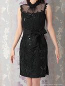 an/AOC-3232/ワンピース/ミニドレス/総レース/ウエストリボン