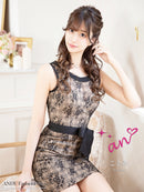 an/AOC-3259/ワンピース/ミニドレス/総レース/ウエストリボン