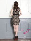 an/AOC-3259/ワンピース/ミニドレス/総レース/ウエストリボン