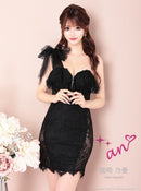 an/AOC-3278/ワンピース/ミニドレス/総レース/フリル/リボン