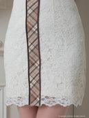 an/AOC-3350/ワンピース/ミニドレス/総レース/チェック/襟付き