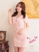 an/AOC-3364/ワンピース/ミニドレス/ツイード/パールボタン