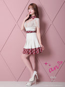 an/AOC-3397/ワンピース/ミニドレス/レース/プリーツ/チェック/襟付き/フロントジップ