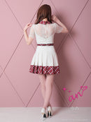 an/AOC-3397/ワンピース/ミニドレス/レース/プリーツ/チェック/襟付き/フロントジップ