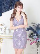 an/AOC-3415/ワンピース/ミニドレス/タイトワンピース/総レース/リボン/パールボタン